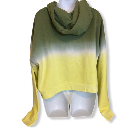 Calvin Klein Jeans Tie dye ombre cropped hoodie Large NWT yellow green pullover - Picture 3 of 7